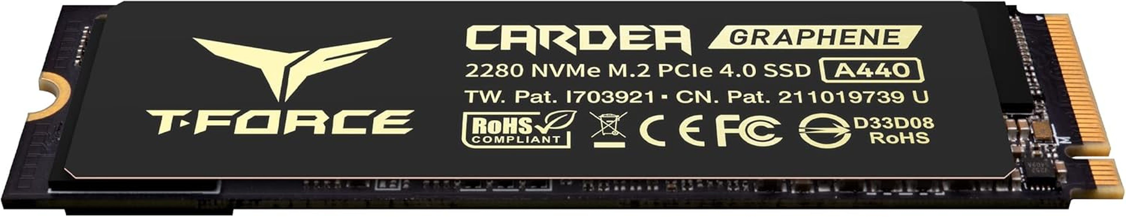 T-FORCE A440 Aluminum Heatsink 2TB DRAM SLC Cache 3D NAND TLC Nvme Pcie Gen4X4 M.2 2280 Internal SSD R/W 7000/6900 Mb/S TM8FPZ002T0C327